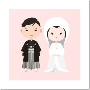 Japanese traditional wedding couple Posters and Art